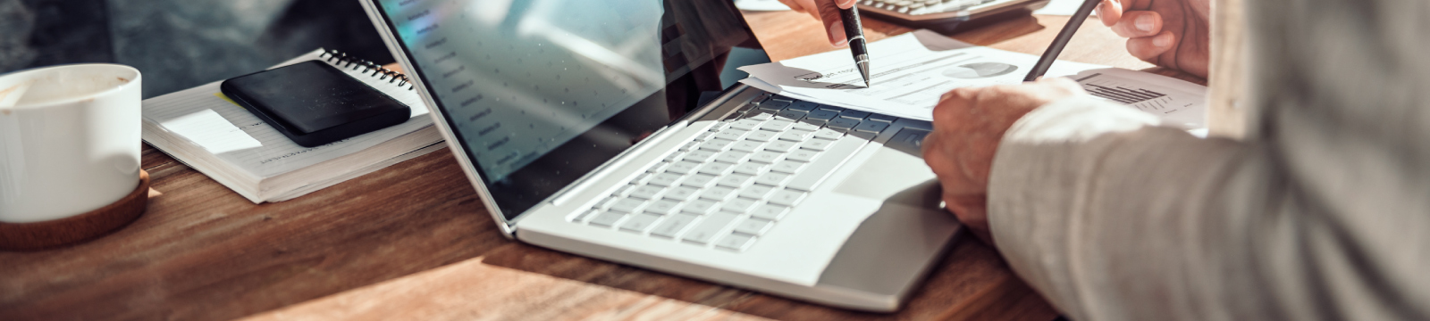 Businessperson working at laptop